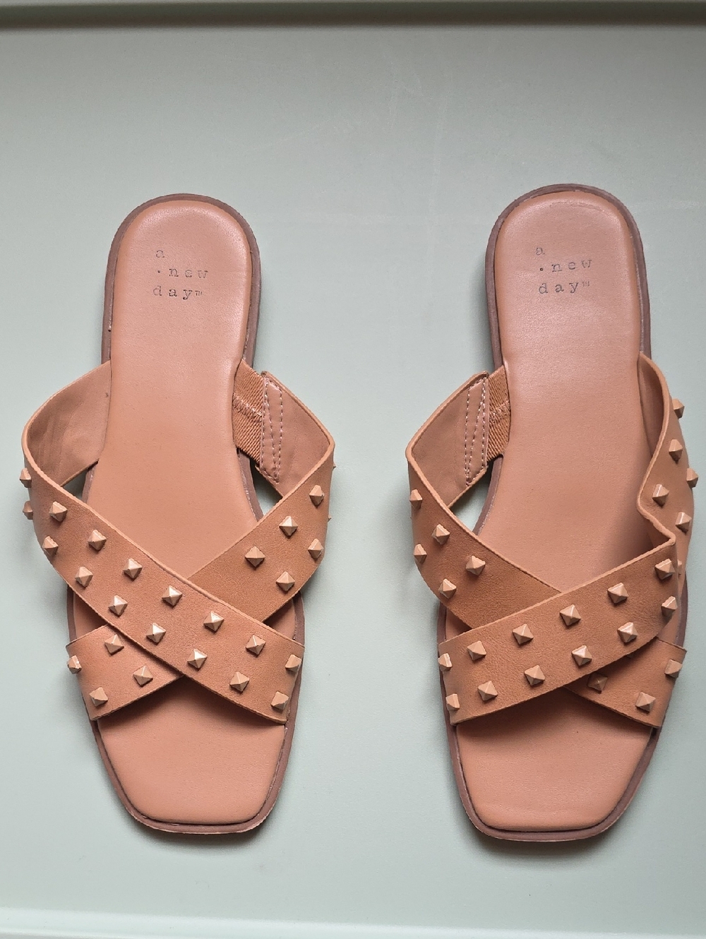 A New Day Tan Studded Sandals Women's 6.5